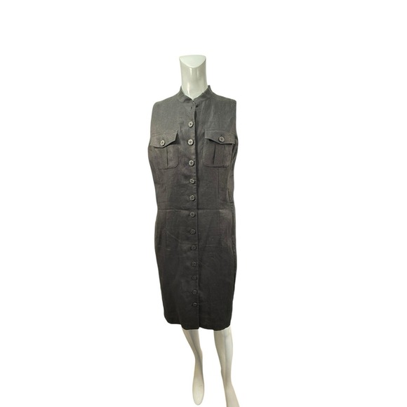 Women's exclusively for you Lord and Taylor 12 black linen maxi dress sleeveless - Picture 1 of 10